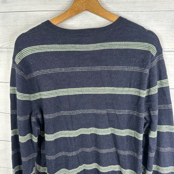 Banana Republic Mens size Medium Merino Wool Striped Sweater Blue - Picture 5 of 9